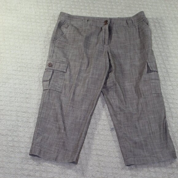 AB Studio Women's Sz 12 Brown High Rise Capri Cargo Pants - Picture 1 of 6